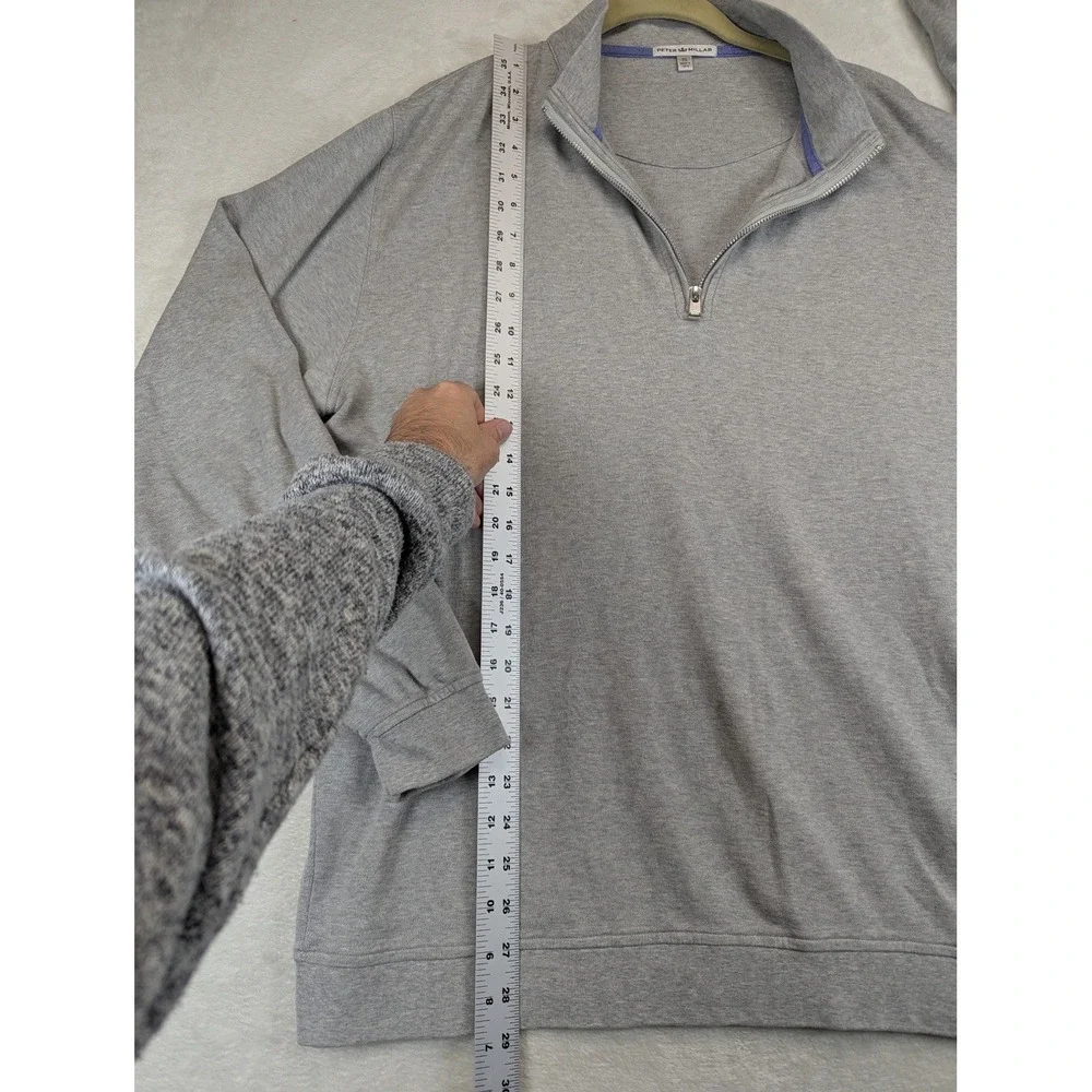 Peter Millar Quarter Zip Pullover Mens XL Gray Golf Preppy Lightweight